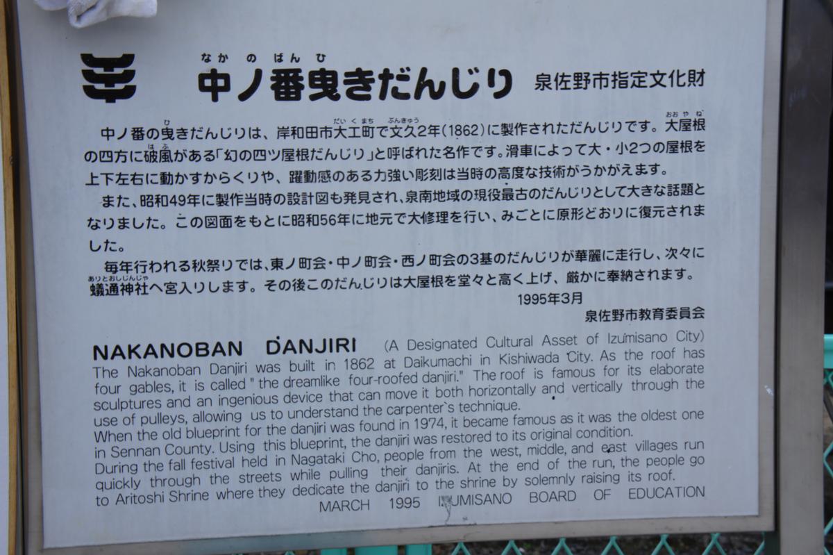 長滝中ノ番のだんじり昇魂式 蟻通神社ブログ